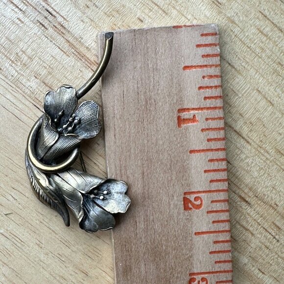 Antique Art Nouveau Brooch Calla Lily Flowers Large C‎ Clasp Closure 2.25" - Picture 11 of 11